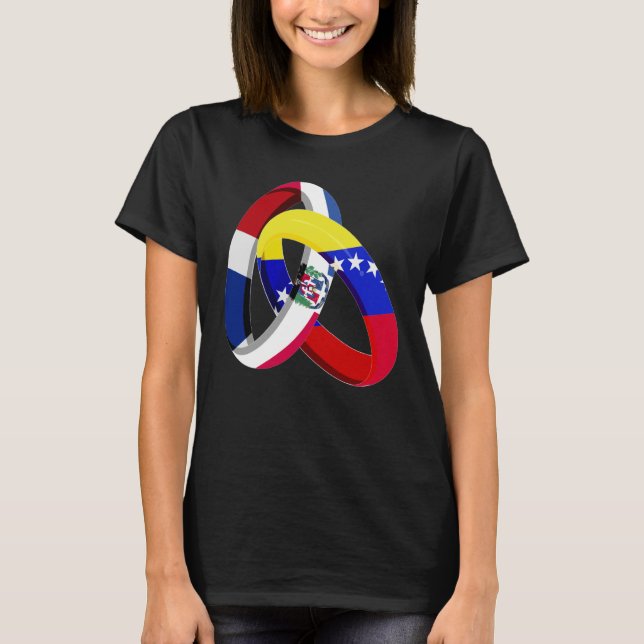 Dominican Republic Flag Venezuela Ring Marriage We T Shirt (Framsida)