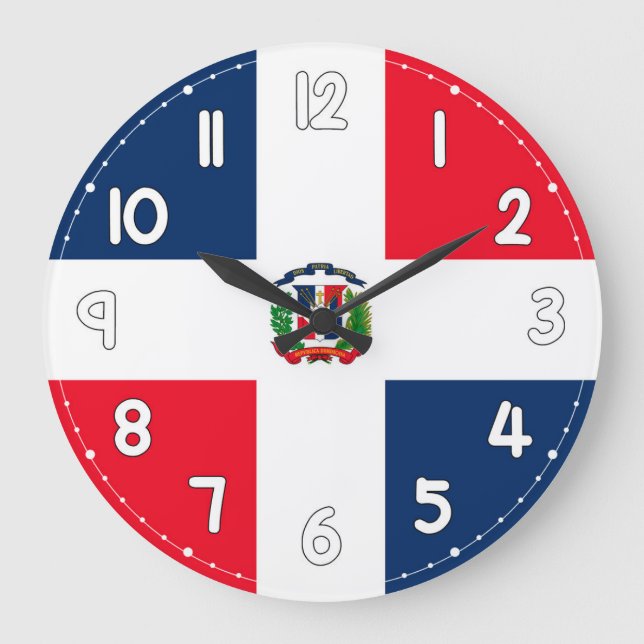 Dominican Republic Flag Wall Clock – Patriotic Hom Stor Klocka (Framsida)