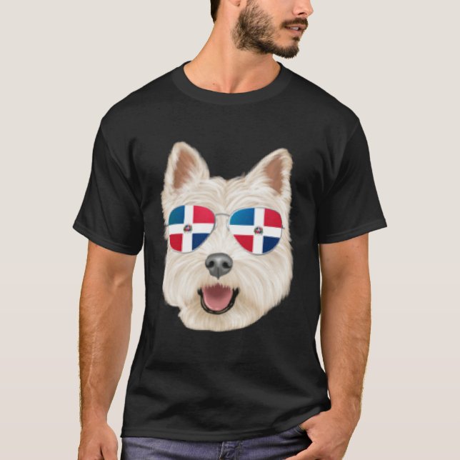 Dominican Republic Flag West Highland White Terrie T Shirt (Framsida)