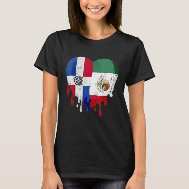 Dominican Republic Mexico Flag Heart Citizen Patri T Shirt (Framsida)
