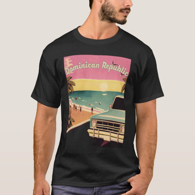 Dominican Republic Retro Beach Vacation Graphics S T Shirt (Framsida)