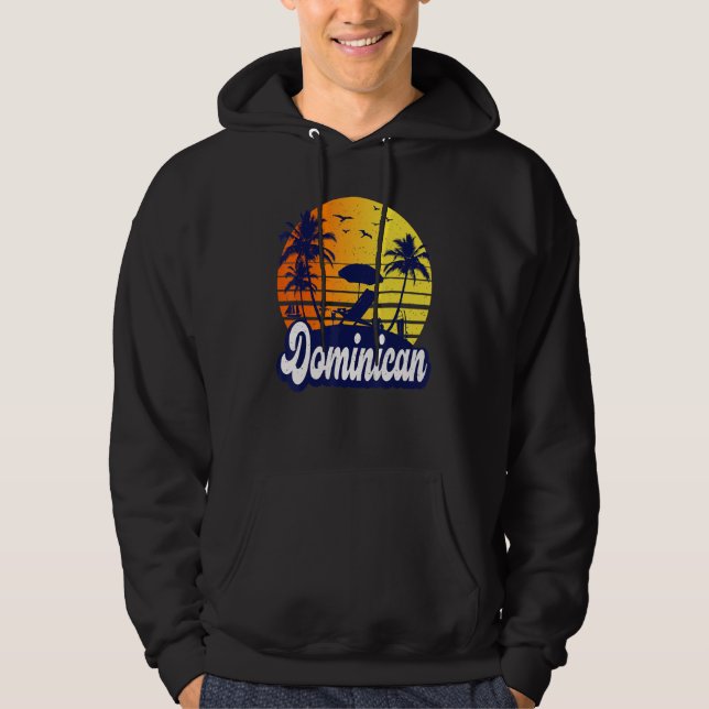 Dominican Republic Sunset Beach Retro Hoodie (Framsida)