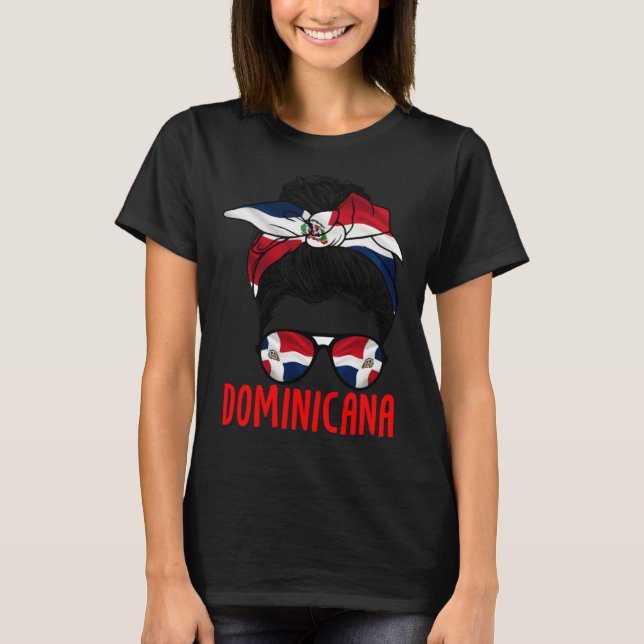 Dominicana Dominican Girl Republica Flag T Shirt (Framsida)