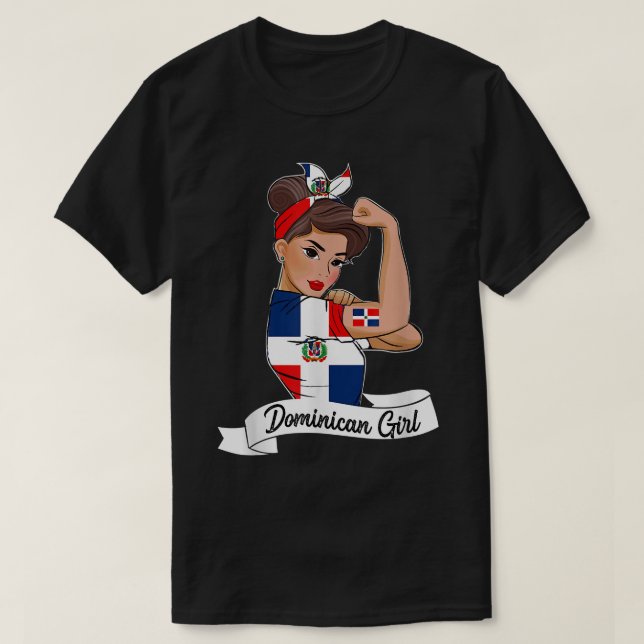 Dominicana Girl Flagga RD Dominikanska republiken  T Shirt (Design framsida)