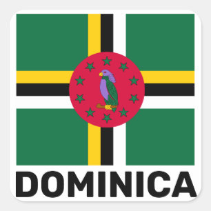 Dominicas flagga fyrkantigt klistermärke