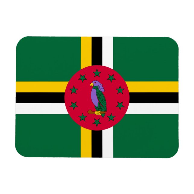 Dominicas flagga magnet (Horisontell)