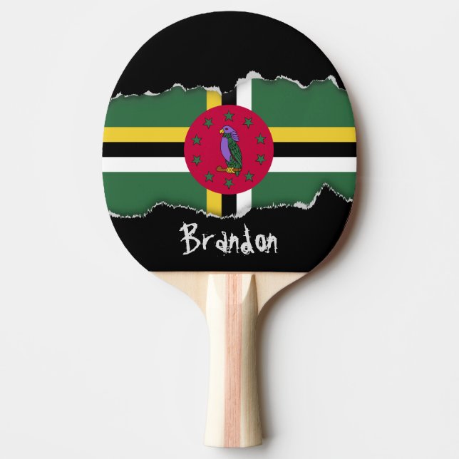 Dominicas flagga pingisracket (Framsidan)