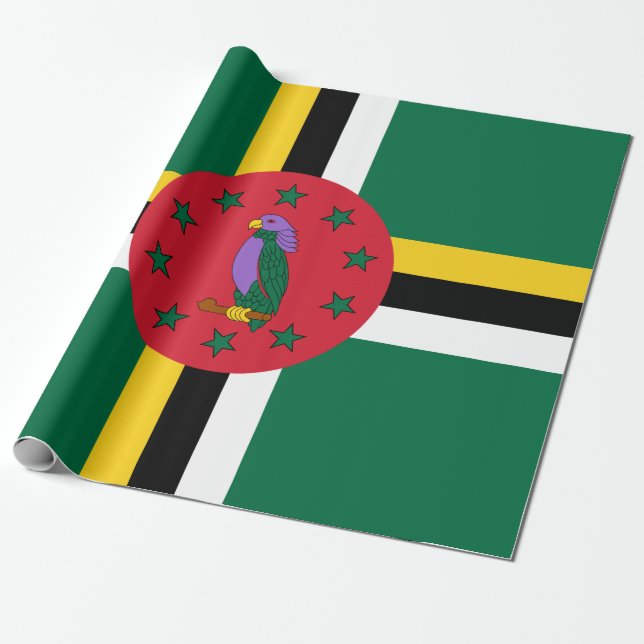 Dominicas flagga presentpapper (Utrullad)