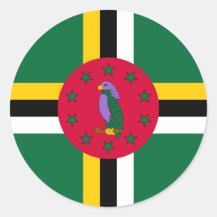 Dominicas flagga runt klistermärke