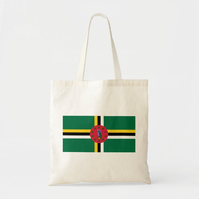 Dominicas flagga tygkasse (Framsidan)