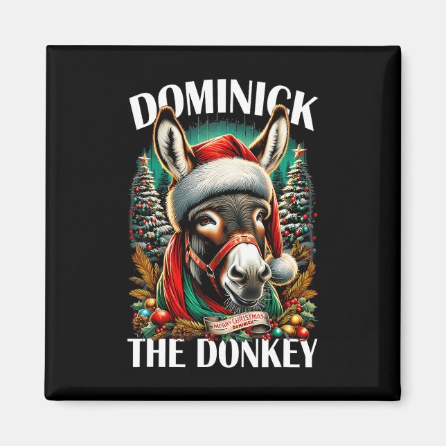 Dominick, Donkey, nuny jul, italienskt Kristus Magnet (Framsidan)