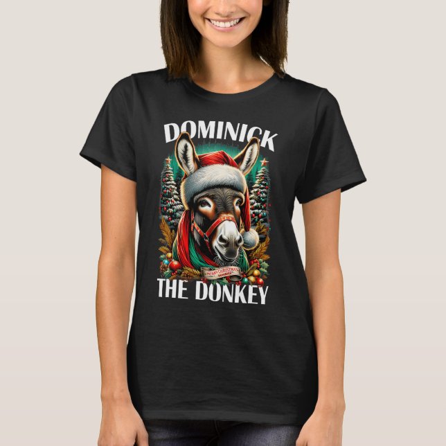 Dominick, Donkey, nuny jul, italienskt Kristus T Shirt (Framsida)