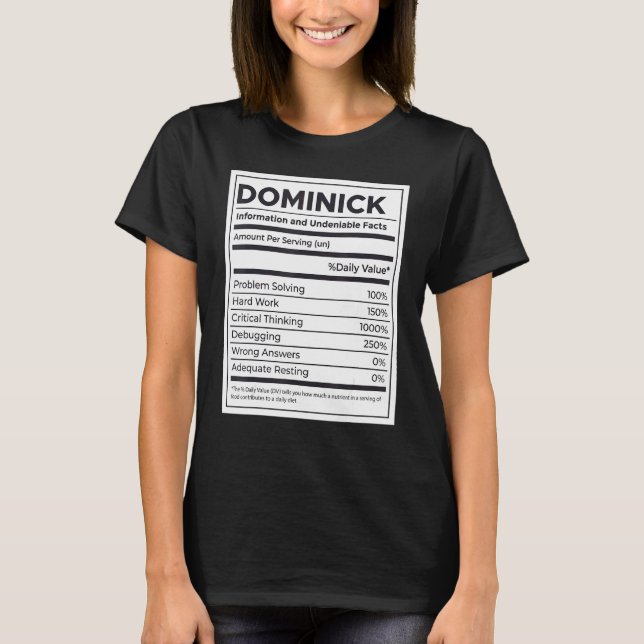 Dominick Nutrition Information Problem med att lös T Shirt (Framsida)