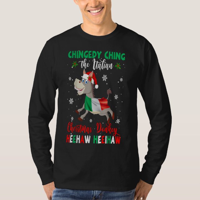 Dominick The Christmas Donkey|Italian Donkey T Shirt (Framsida)