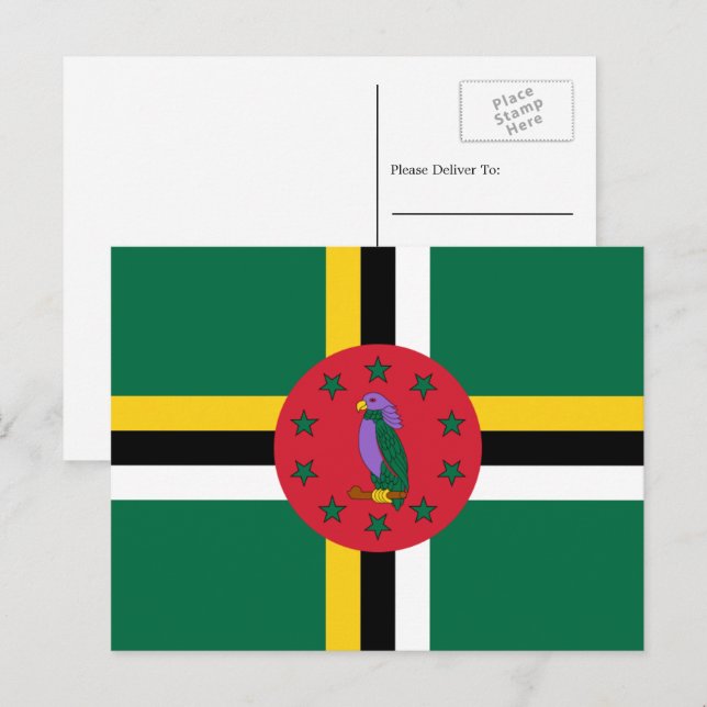 Dominikansk flagga, Flagga för Dominica Vykort (Fram/baksida)