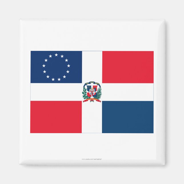 Dominikanska-amerikanska Flagga Magnet (Framsidan)