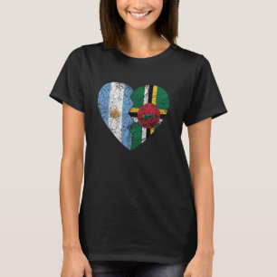 Dominikanska argentinska Flaggor Heart Argentina D T Shirt