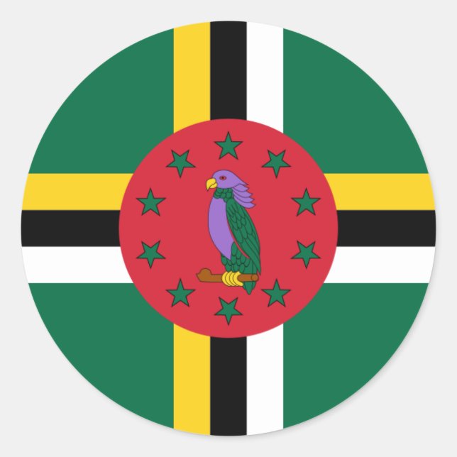 Dominikanska Flagga, Flagga Dominica Runt Klistermärke (Framsida)