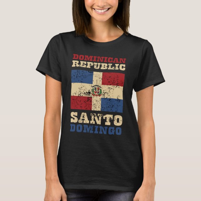 Dominikanska Flagga T Shirt (Framsida)
