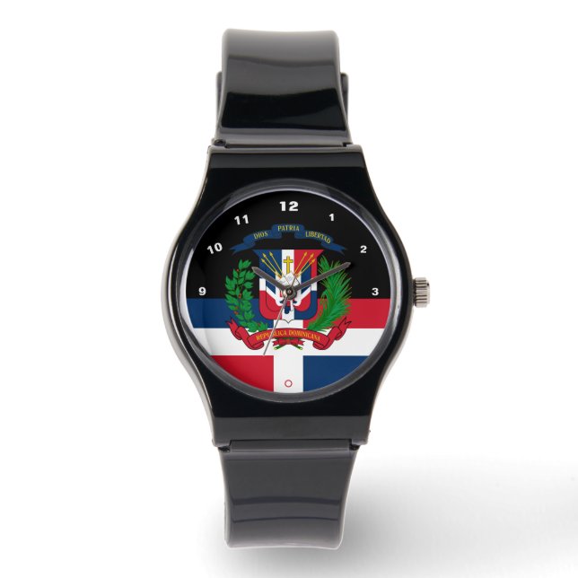 Dominikanska Flagga watch, Emblem, Dominikanska re Armbandsur (Framsida)