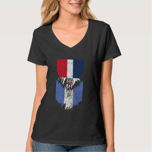 Dominikanska Nicaraguan Flaggor Torn Dominikanska T Shirt