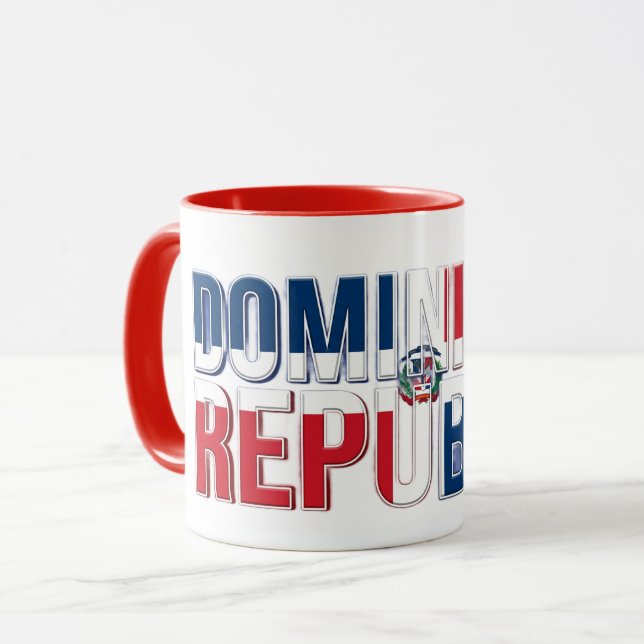 Dominikanska Rep Flagga Text | Karibisk Stolthet D Mugg (Framsida vänster)