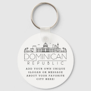 Dominikanska rep Stylized Skyline Anpassningsbar Nyckelring