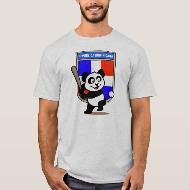 Dominikanska Republika Baseball Panda (ljusskjorto Tee Shirt (Framsida)