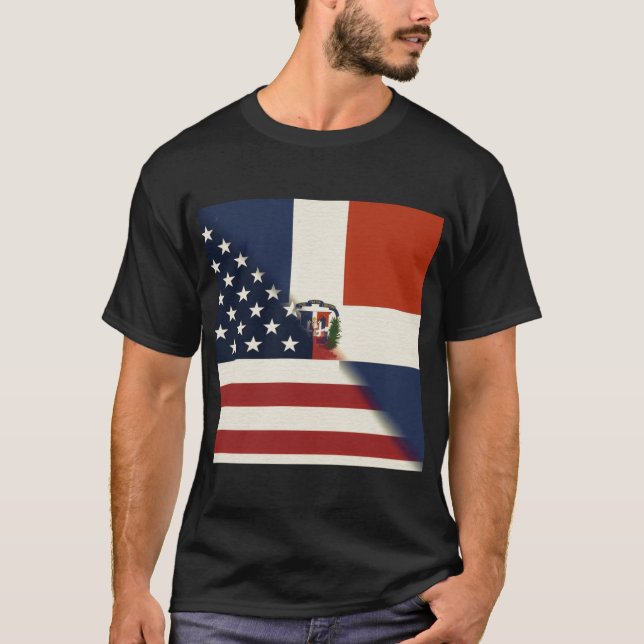 Dominikanska republiken Amerikanska Flagga | US D. T Shirt (Framsida)