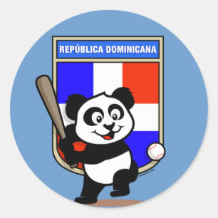 Dominikanska republiken Baseball Panda Runt Klistermärke