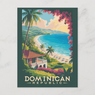 Dominikanska republiken Beach Illustration Travel Vykort