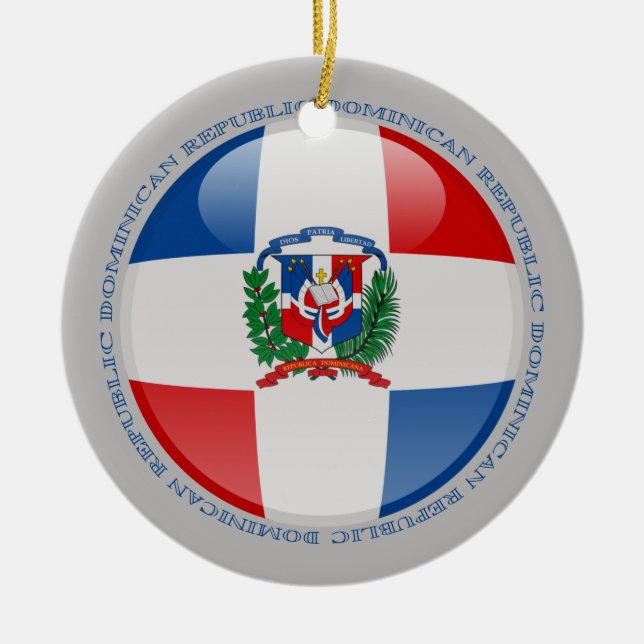 Dominikanska republiken bubblar flagga julgransprydnad keramik (Framsidan)