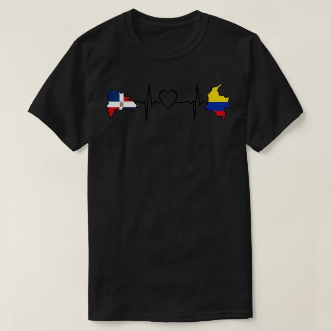 Dominikanska republiken Colombianska Flagga Hearts T Shirt (Design framsida)