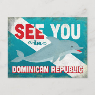 Dominikanska republiken Dolphin - Retro Vintage re Vykort