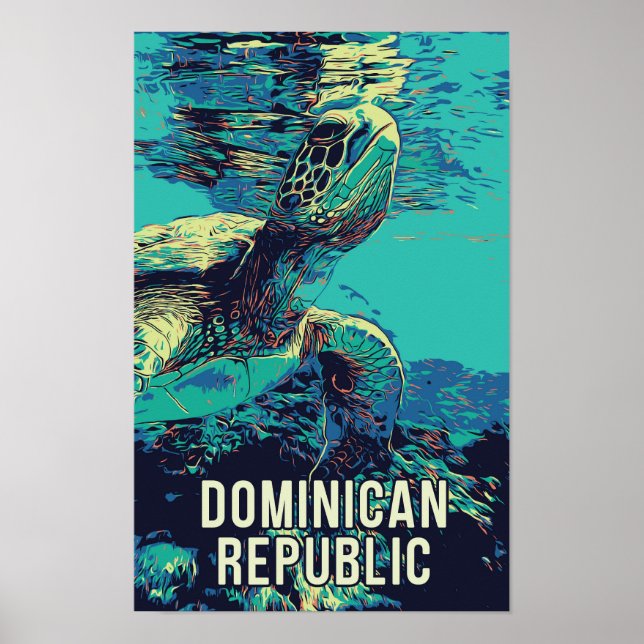 Dominikanska republiken fantastisk Sea Turtle-vyko Poster (Framsidan)