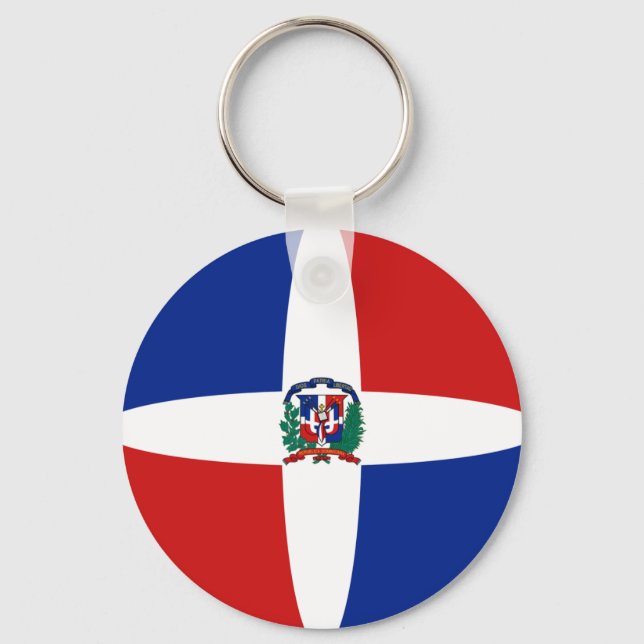 Dominikanska republiken Fisheye Flagga Keychain Nyckelring (Framsida)