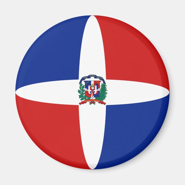 Dominikanska republiken Fisheye Flagga Magnet (Framsidan)