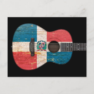 Dominikanska republiken Flagga Acoustic Guitar, sv Vykort
