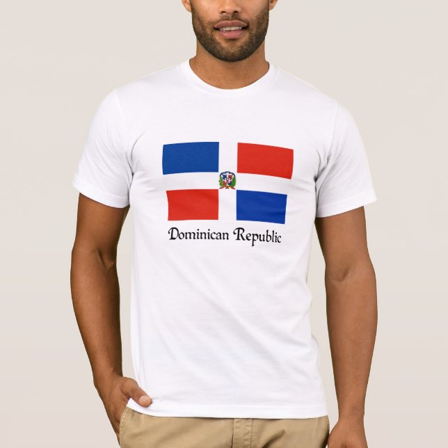 Dominikanska republiken flagga, anpassad design t shirt (Framsida)