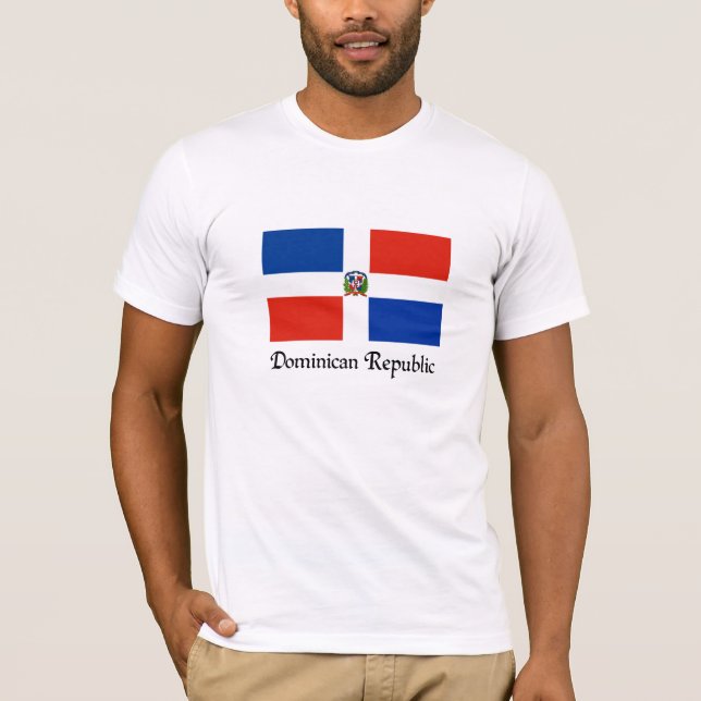 Dominikanska republiken flagga, anpassad design t shirt (Framsida)
