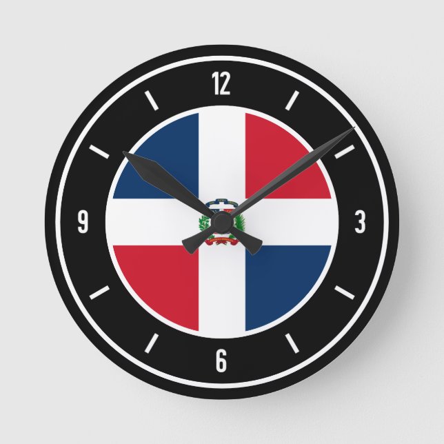Dominikanska republiken Flagga Elegant Rund Klocka (Framsida)