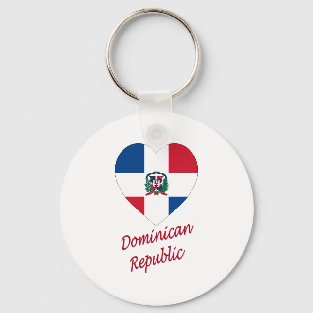 Dominikanska republiken Flagga Heart med Namn Nyckelring (Framsida)