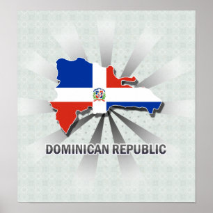 Dominikanska republiken Flagga Karta 2.0 Poster