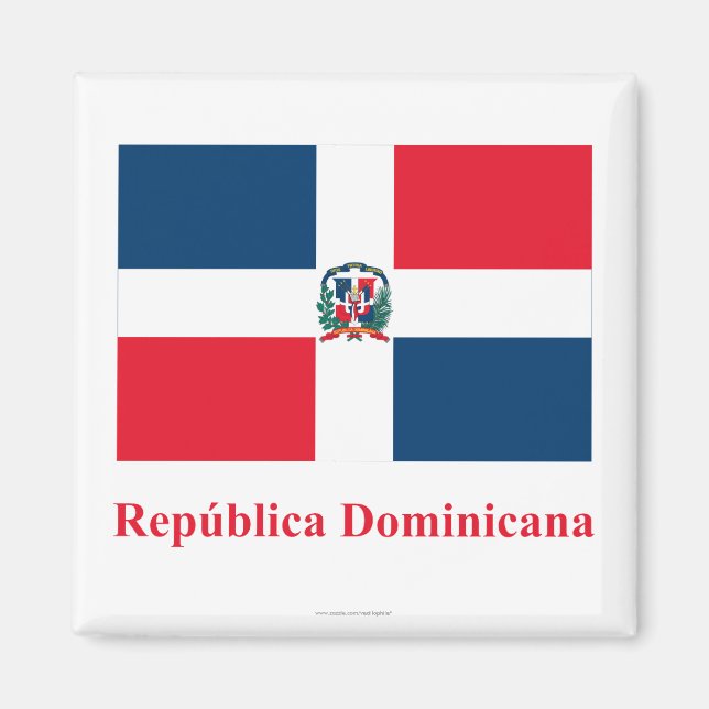 Dominikanska republiken Flagga med Namn på spanska Magnet (Framsidan)