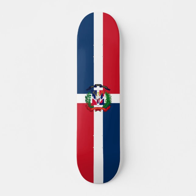 Dominikanska republiken flagga mini skateboard bräda 18,5 cm (Framsida)