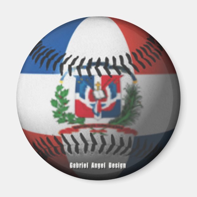 Dominikanska republiken Flagga omfattade Baseball Magnet (Framsidan)