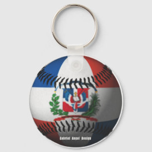 Dominikanska republiken Flagga omfattade Baseball Nyckelring