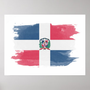 Dominikanska republiken flagga penseldrag, nationa poster