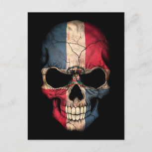 Dominikanska republiken Flagga Skull på Black Vykort