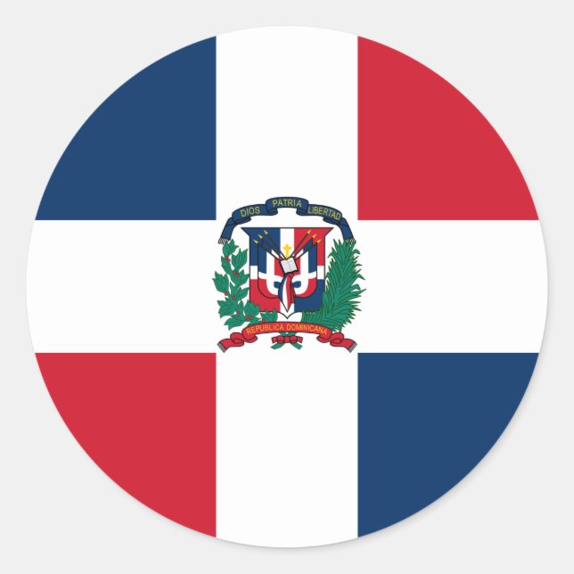 Dominikanska republiken Flagga Sticker Runt Klistermärke (Framsida)